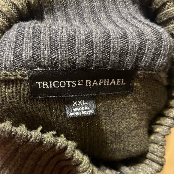 Tricots St Raphael Quarter Zip Rib Knit Sweater Men’s XXL Green Preppy Classic - Picture 4 of 5